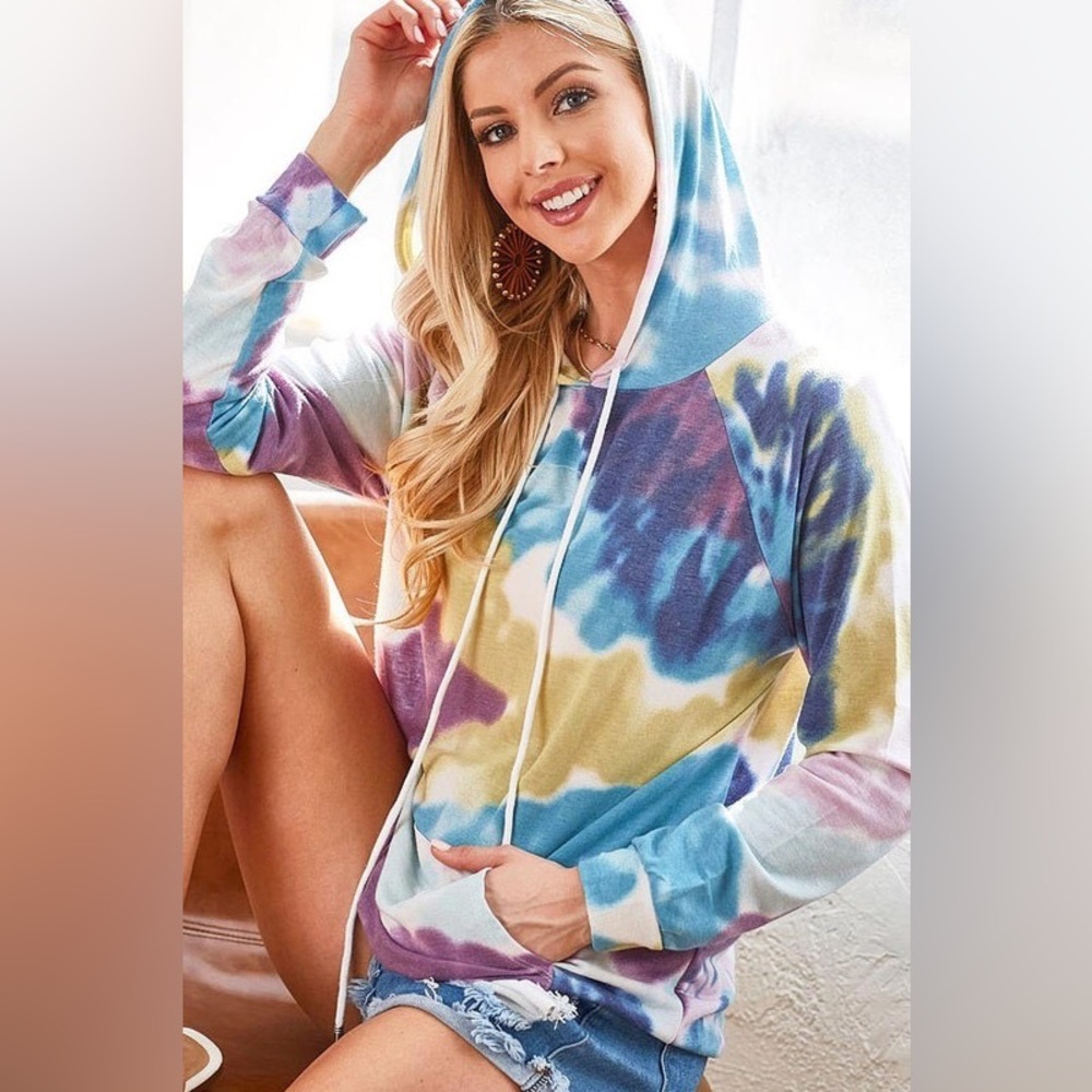 BiBi Multicolor Tie-Dye Hoodie NWOT